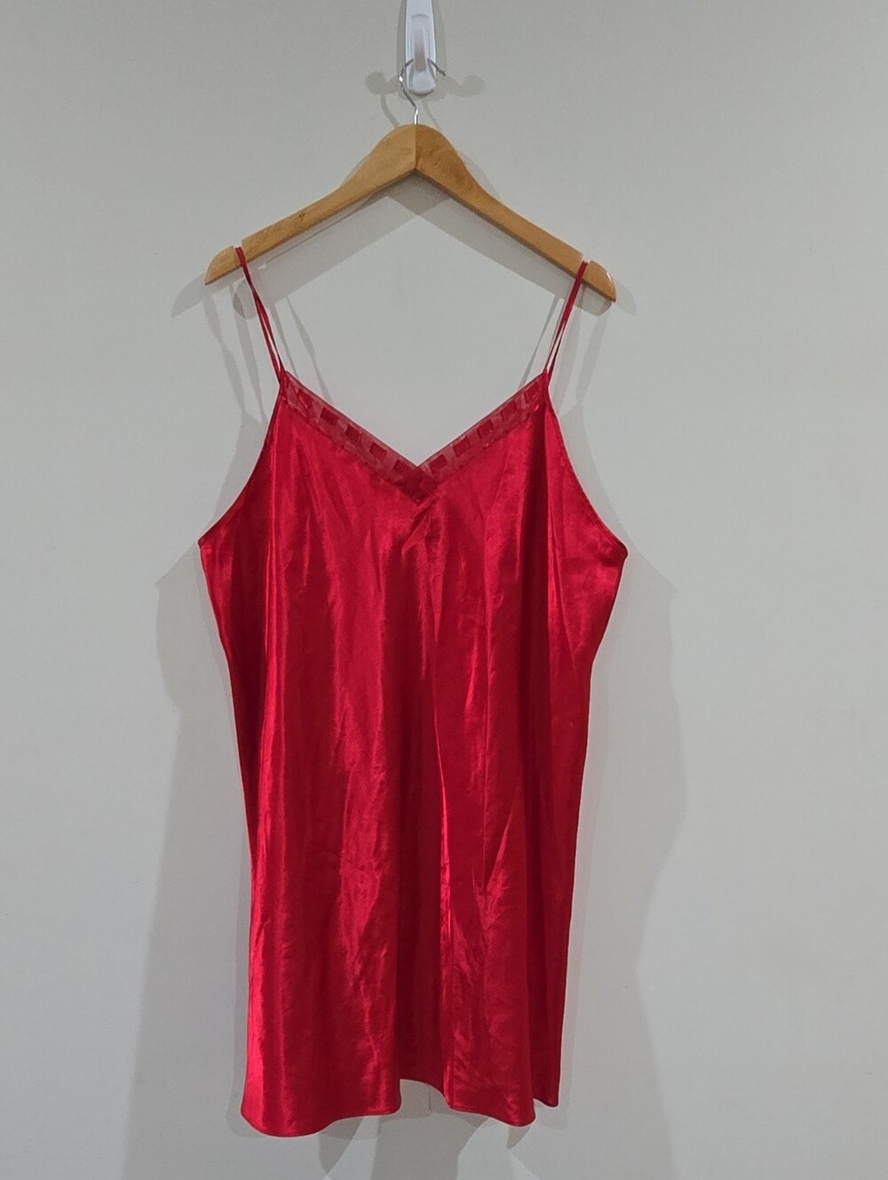 Vintage Y2K plus 2x Solid Red Women's Full Slip  Polyester Adjustable Straps